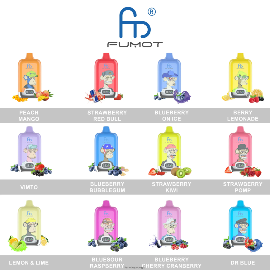 Fumot tech LX0PBF128 drakenfruit ijs 12000 wegwerp vape-pod van 20 ml - (1 stuk) Fumot Digital Box