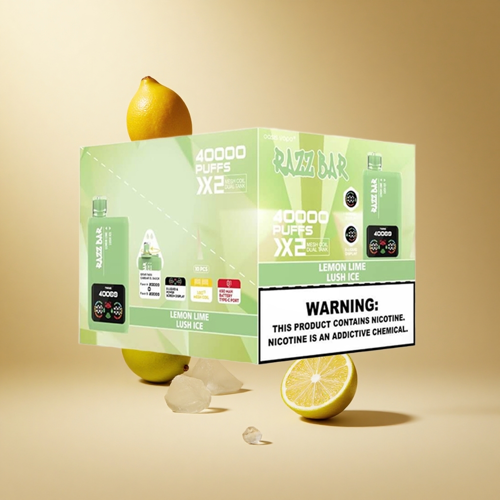 Razz Bar 40000 Puffs Wegwerp Vape Citroen Limoen_Luxe IJs met 1.0Ohm 2 Mesh Coil en Type-C Poort