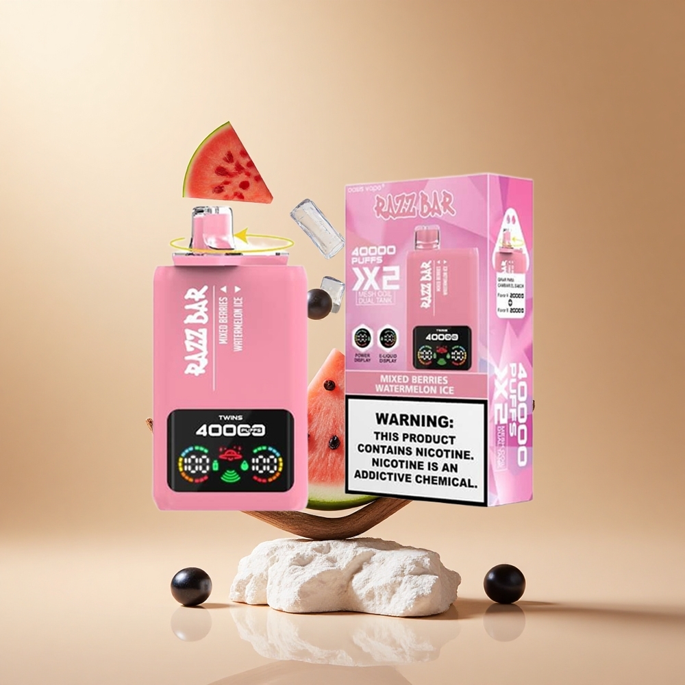 Razz Bar 40000 Puffs Wegwerp Vape Gemengde Bessen_Watermeloen IJs met 650 Mah Batterij Type-C Poort