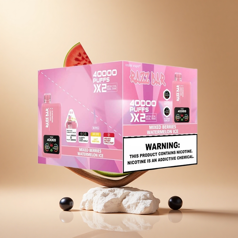 Razz Bar 40000 Puffs Wegwerp Vape Gemengde Bessen_Watermeloen IJs met 650 Mah Batterij Type-C Poort