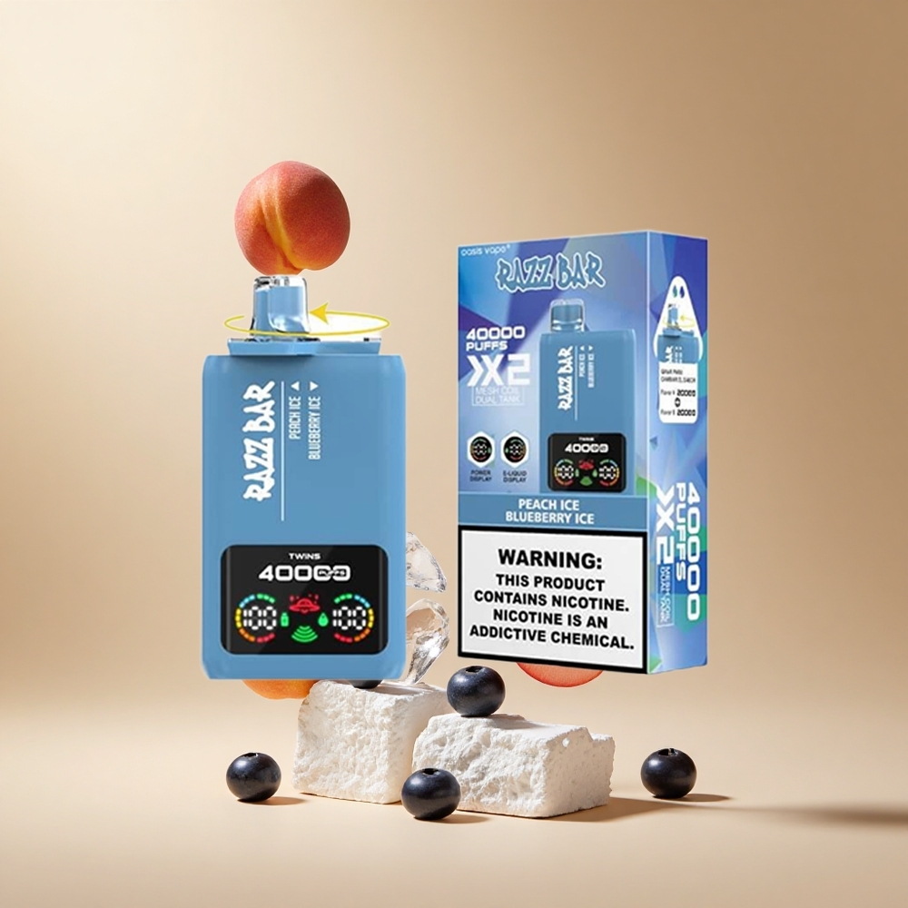 Razz Bar 40000 Puffs Wegwerp Vape Perzik IJs_Bosbes IJs met Schermweergave en Mesh Coil 1.0Ohm 2