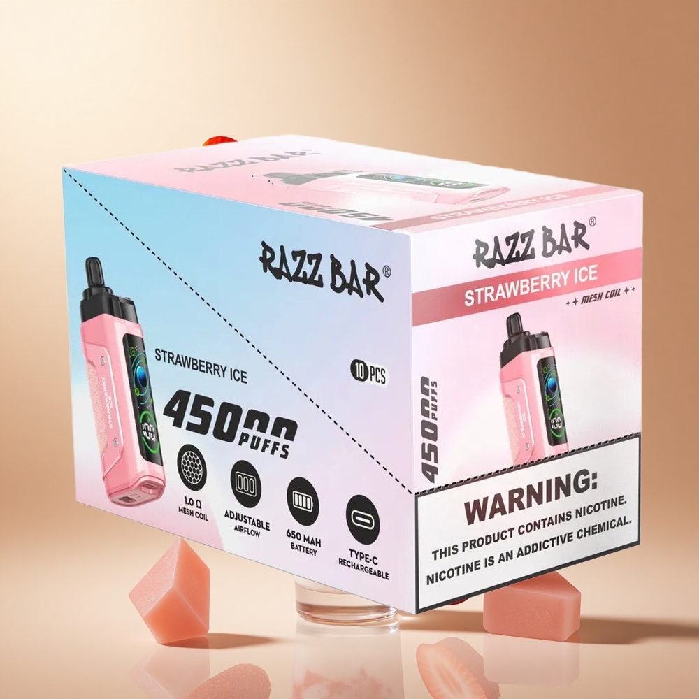 Razz Bar 45000 Puffs Wegwerp Vape Aardbei Ijs Met Aanpasbare Luchtstroom