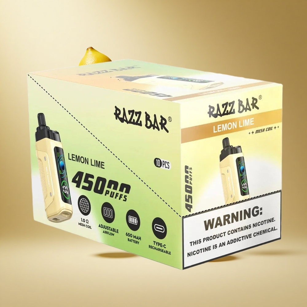 Razz Bar 45000 Puffs Wegwerp Vape Citroen Limoen met Aanpasbare Luchtstroom