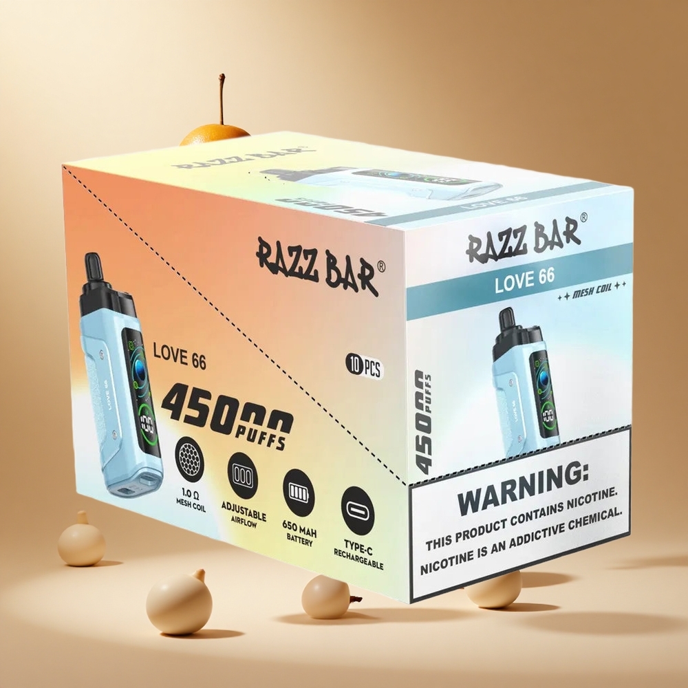 Razz Bar 45000 Puffs Wegwerp Vape Liefde 66 met 20 mg/ml Nicotine en Aanpasbare Luchtstroom