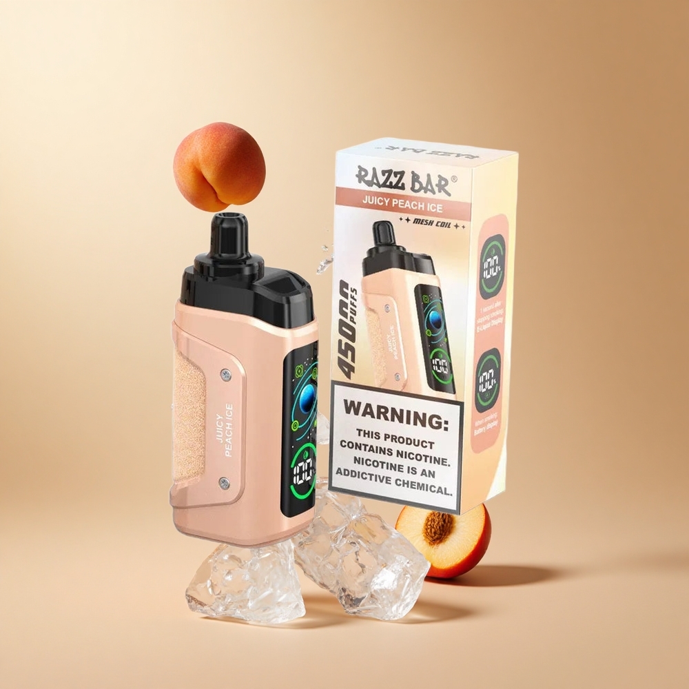 Razz Bar 45000 Puffs Wegwerp Vape Sappige Perzik Ijs met 1.0 Ohm Mesh Coil en 650 Mah Batterij