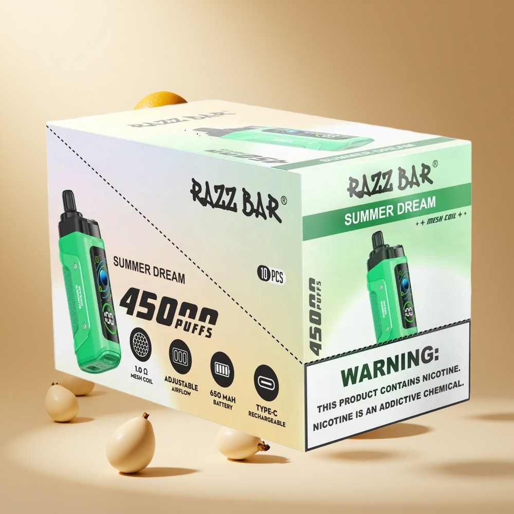 Razz Bar 45000 Puffs Wegwerp Vape Zomerdroom met 1,0 Ohm Mesh Coil en Aanstelbare Luchtstroom