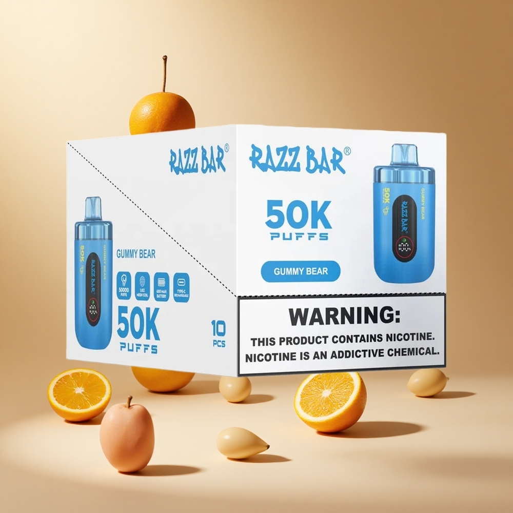 Razz Bar 50K Puffs Wegwerp Vape Gummy Bear 1.0 Ohm Mesh Coil 2% Nicotine