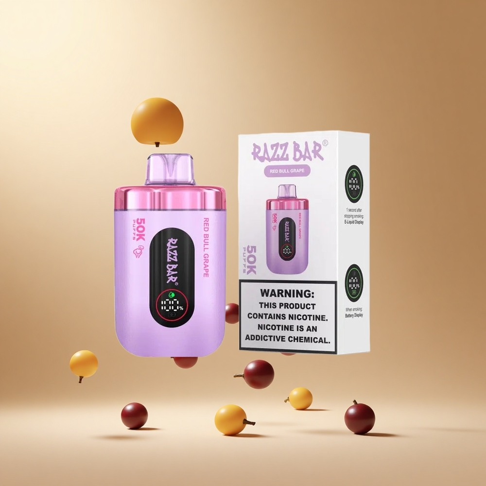 Razz Bar 50K Puffs Wegwerp Vape Rode Stier Druif met 50000 Puffs en 2% Nicotine