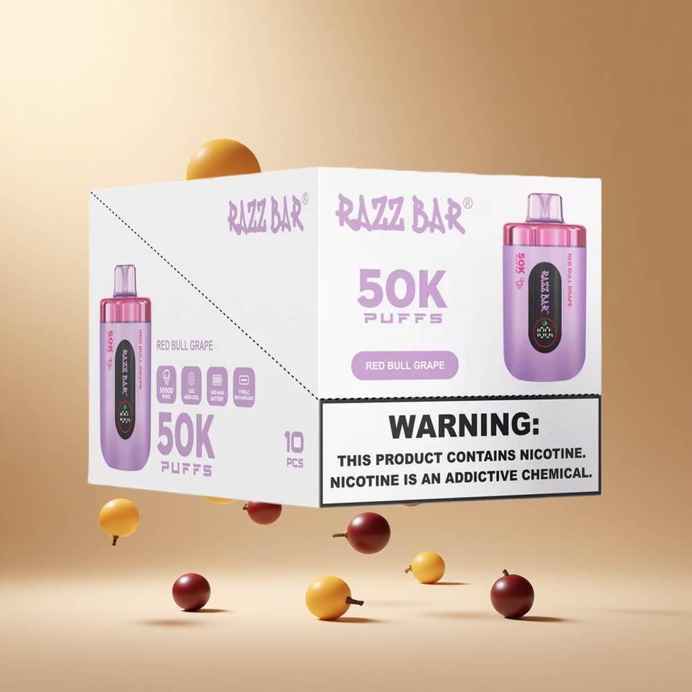 Razz Bar 50K Puffs Wegwerp Vape Rode Stier Druif met 50000 Puffs en 2% Nicotine