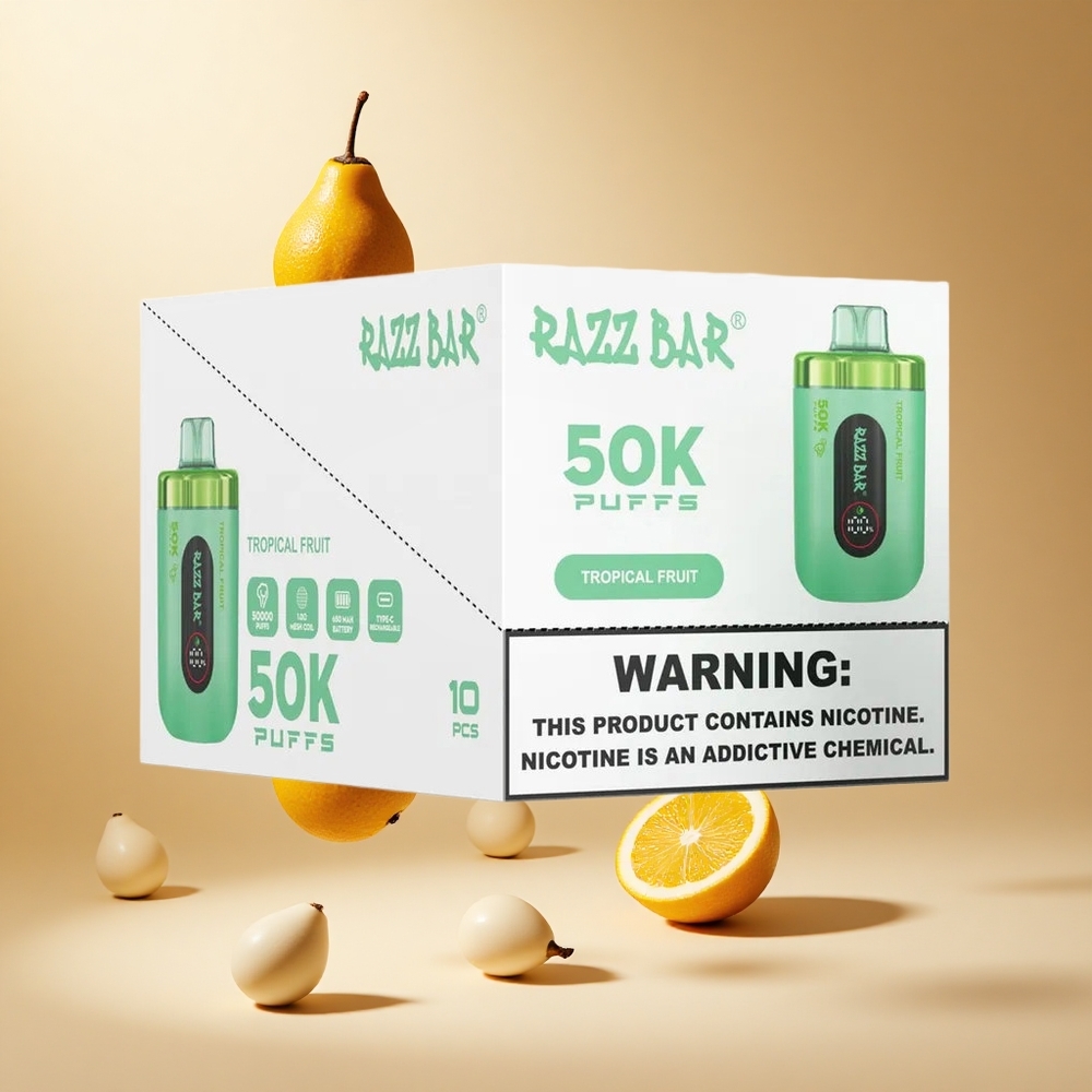 Razz Bar 50K Puffs Wegwerp Vape Tropisch Fruit met 50000 Puffs en 2% Nicotine