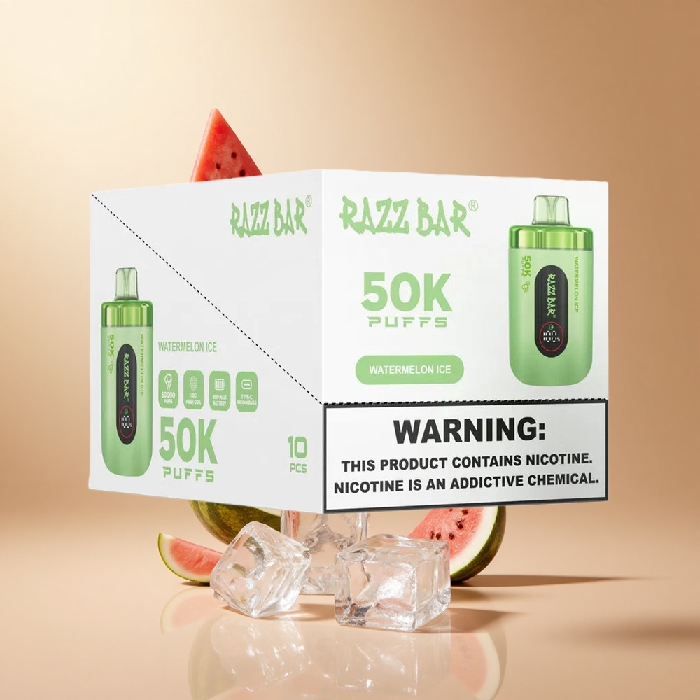 Razz Bar 50K Puffs Wegwerp Vape Watermeloen IJs met 2% Nicotine en Type-C Oplaadbaar