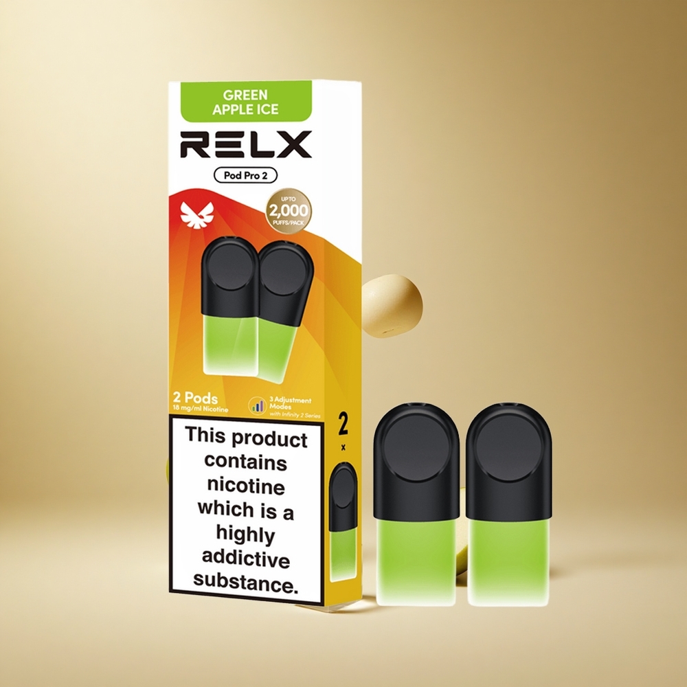 RELX Pod Pro 2 Groene Appel IJs met 1,8% Nicotine en 600 Puffs