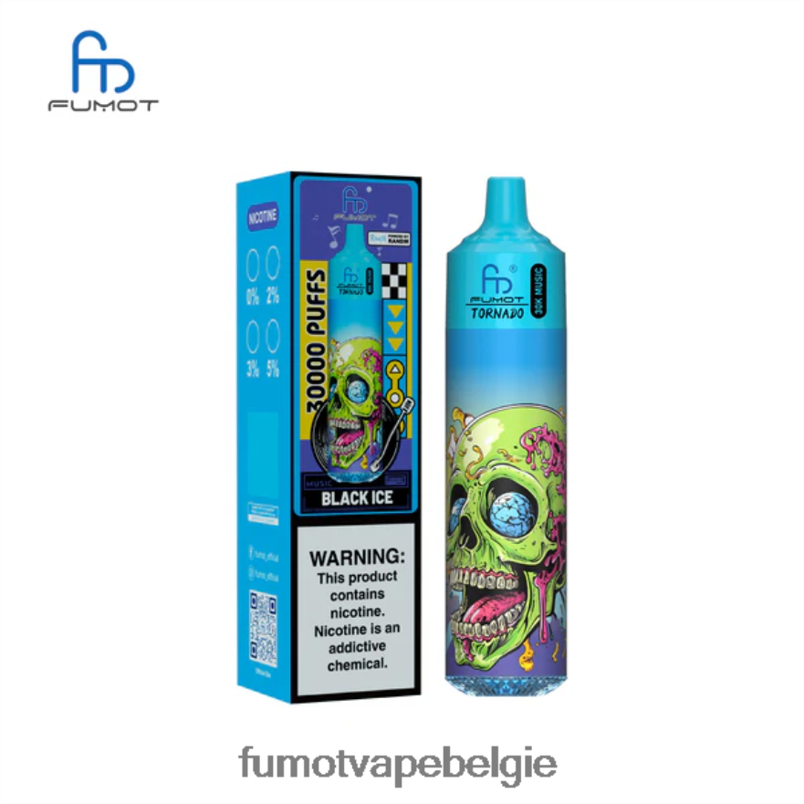 Fumot Vape Belgie 2D2V242 zwart ijs Fumot Tornado 30k muziek